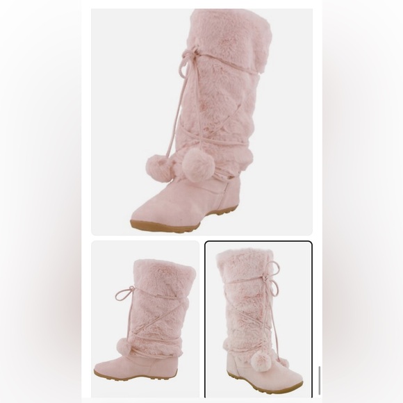 BRAND NEW NEVER WORN faux suede calf faux fur pom mukluk winter boots - Picture 8 of 8